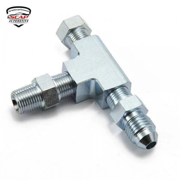 1/8NPT TO AN4 TURBO ADAPTER TEE FITTING WITH BLOCK OIL FEED SENSOR CGQ201  (SKU 34-289)