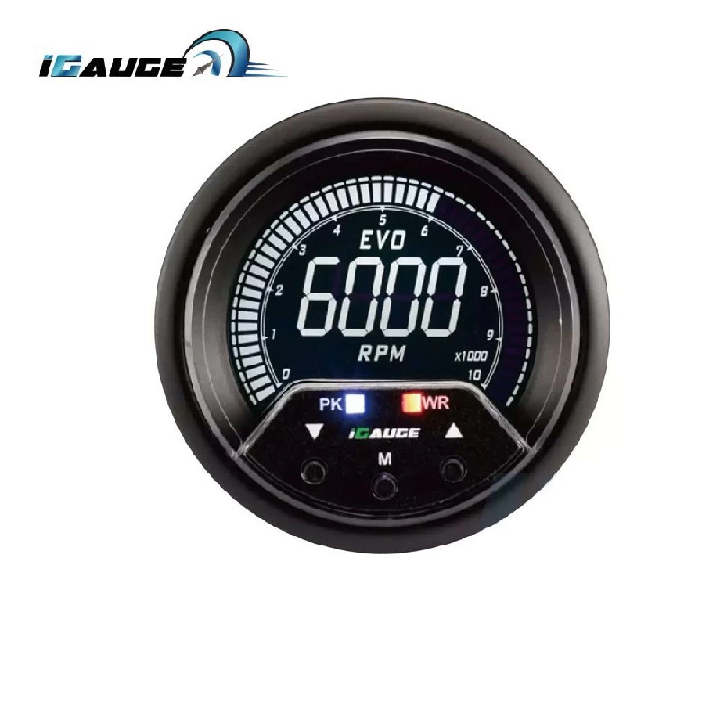 60MM LCD PERFORMANCE CAR GAUGE - TACHOMETER WITH WARNING RACING IG-60-TA-LCD  (SKU 30-059)