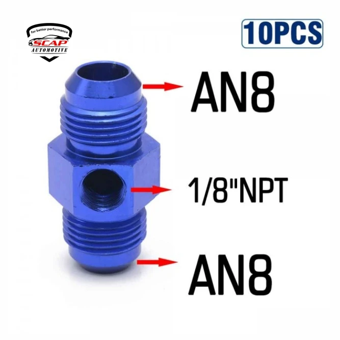 AN8 1/8"NPT MALE SIDE PORT OIL FUEL PRESSURE FITTING ADAPTOR JT8M188 (SKU 34-432)