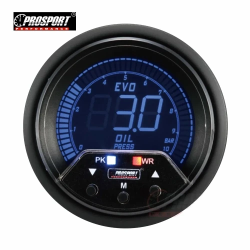 OIL PRESS.GAUGE 4 COLOR ,DIGITAL LCD DISPLAY WITH WARNING & PEAK PSPORT-238VOOP-PK-R.PSI 60MM (SKU 30-187)